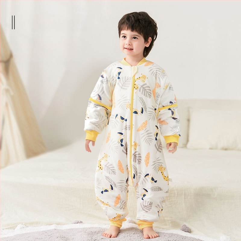 Υπνόσακος για μωρά και νήπια, χωρίς μανίκια, παχύ γέμισμα από πολυεστερικές ίνες και ίνες σόγιας, σχέδιο με ξεχωριστά πόδια, αντιβακτηριδιακός, μεταλλικό φερμουάρ, για φθινόπωρο-χειμώνα