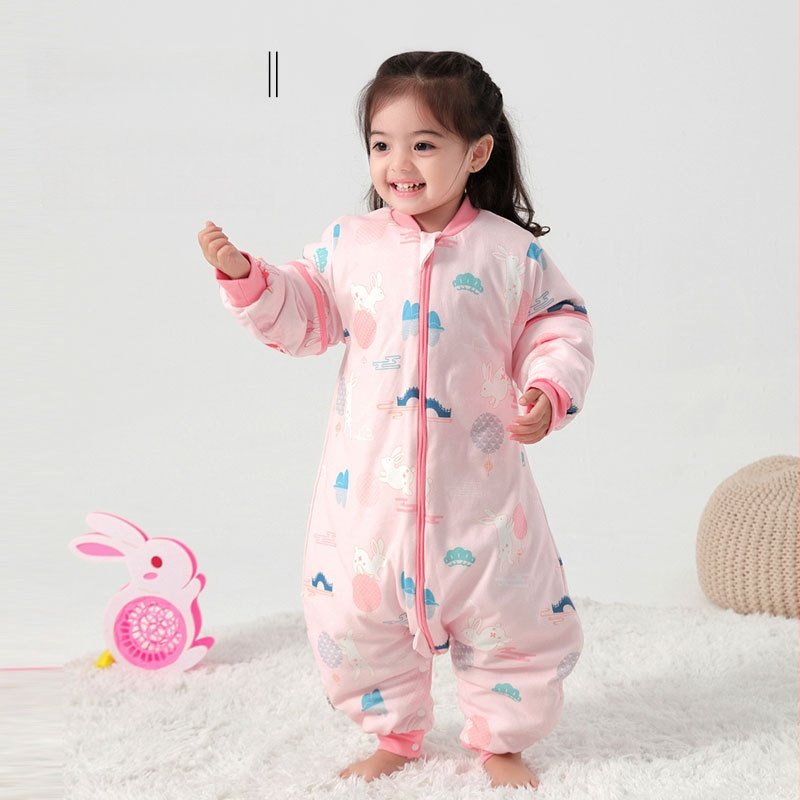 Υπνόσακος για μωρά και νήπια, χωρίς μανίκια, παχύ γέμισμα από πολυεστερικές ίνες και ίνες σόγιας, σχέδιο με ξεχωριστά πόδια, αντιβακτηριδιακός, μεταλλικό φερμουάρ, για φθινόπωρο-χειμώνα