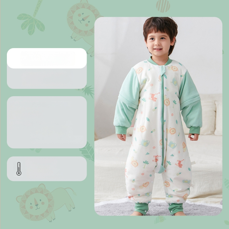 Υπνόσακος για μωρά και νήπια, χωρίς μανίκια, παχύ γέμισμα από πολυεστερικές ίνες και ίνες σόγιας, σχέδιο με ξεχωριστά πόδια, αντιβακτηριδιακός, μεταλλικό φερμουάρ, για φθινόπωρο-χειμώνα