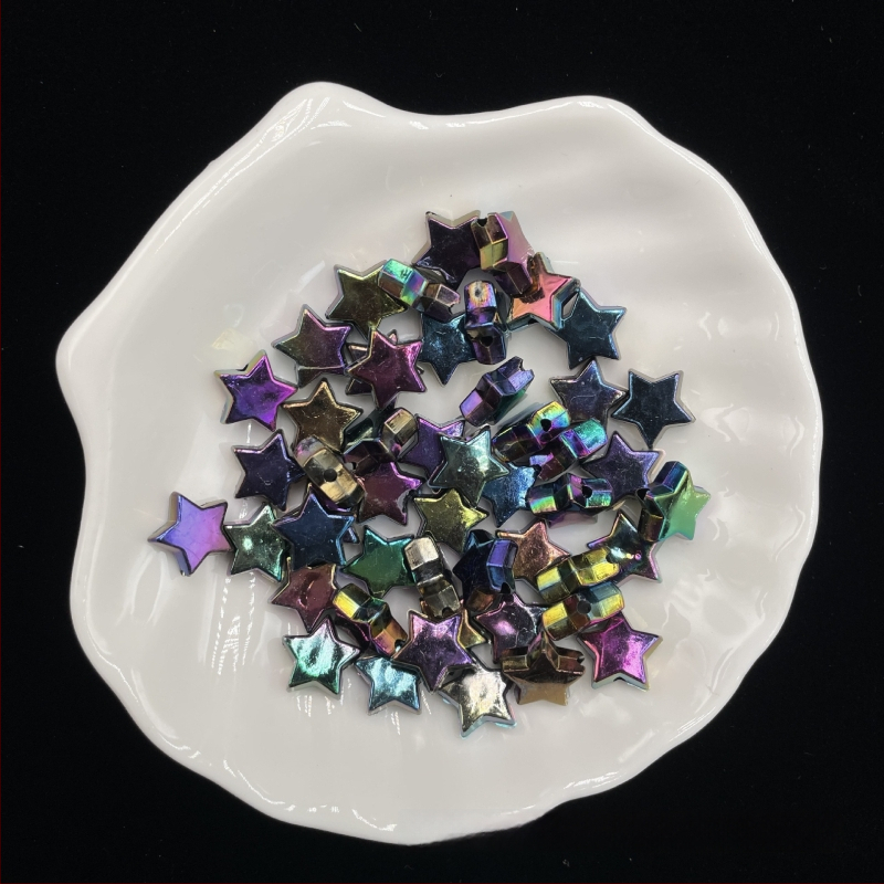 DIY βραχιόλι με πεντάκτινο αστέρι σε χρωμιωμένο φινίρισμα, αλυσίδα για κινητό με ακρυλικά χάντρες, ηλεκτροπλακωμένο φινίρισμα, μεγάλο μέγεθος, στυλ διαδικτυακής διασημότητας