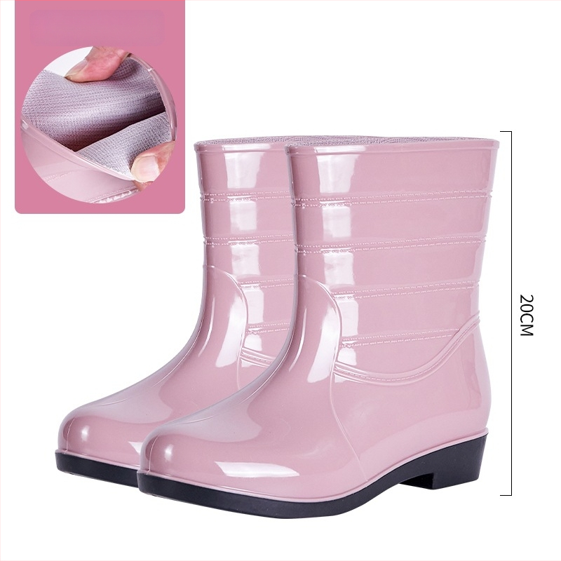 Γυναικείες PVC γαλότσες βροχής – χαμηλός σωλήνας, χαμηλή φτέρνα 1–3 cm, όλο το χρόνο, καθημερινό στυλ.