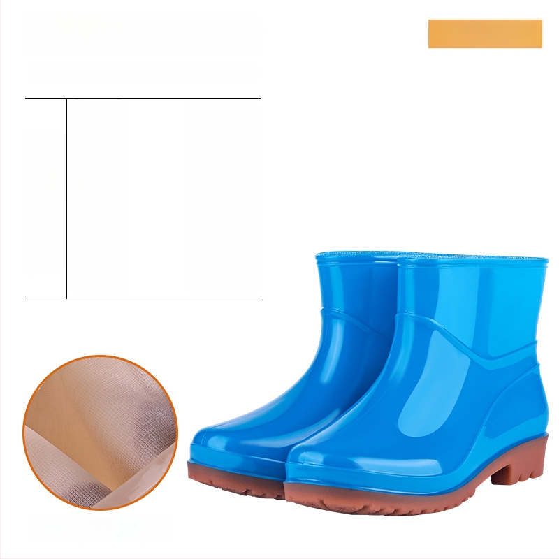 Γυναικείες PVC γαλότσες βροχής – χαμηλός σωλήνας, χαμηλή φτέρνα 1–3 cm, όλο το χρόνο, καθημερινό στυλ.