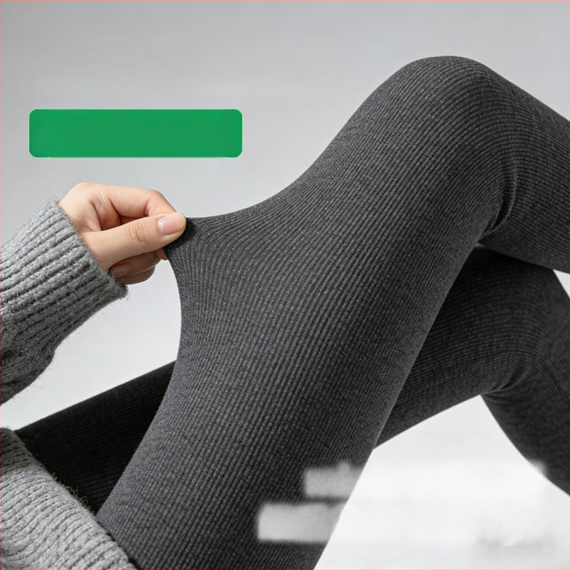 Γυναικείο κολάν με εσωτερικό φλίς, χοντρή ρίγα, υψηλή ελαστικότητα, μήκος τρία τέταρτα, ενιαίο καλσόν με αντιολίσθηση