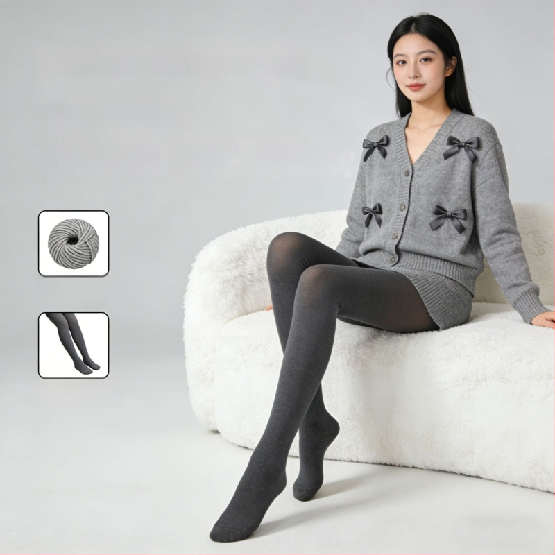 Γυναικείο κολάν με εσωτερικό φλίς, χοντρή ρίγα, υψηλή ελαστικότητα, μήκος τρία τέταρτα, ενιαίο καλσόν με αντιολίσθηση