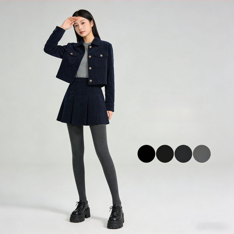 Γυναικείο κολάν με εσωτερικό φλίς, χοντρή ρίγα, υψηλή ελαστικότητα, μήκος τρία τέταρτα, ενιαίο καλσόν με αντιολίσθηση