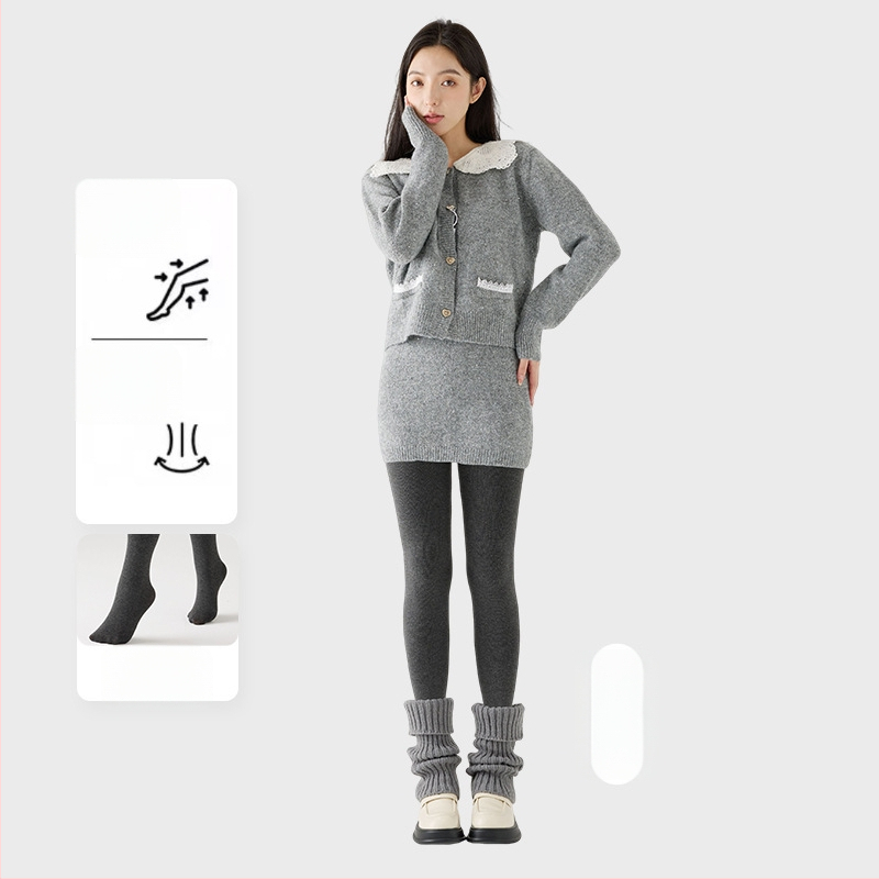 Γυναικείο κολάν με εσωτερικό φλίς, χοντρή ρίγα, υψηλή ελαστικότητα, μήκος τρία τέταρτα, ενιαίο καλσόν με αντιολίσθηση