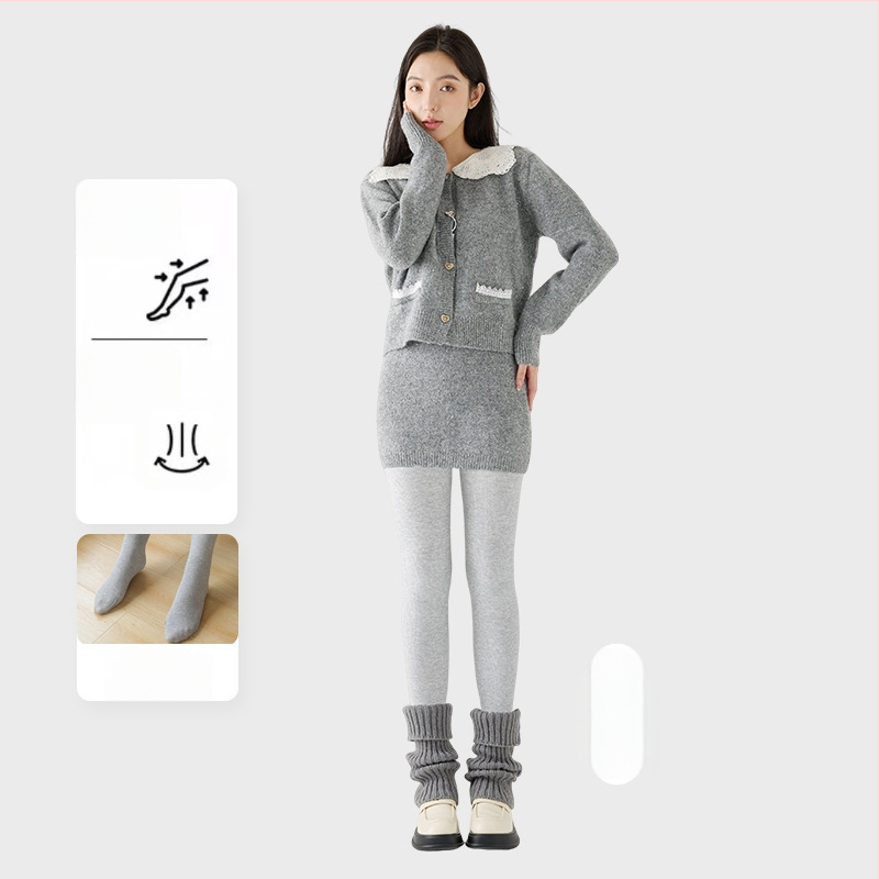 Γυναικείο κολάν με εσωτερικό φλίς, χοντρή ρίγα, υψηλή ελαστικότητα, μήκος τρία τέταρτα, ενιαίο καλσόν με αντιολίσθηση