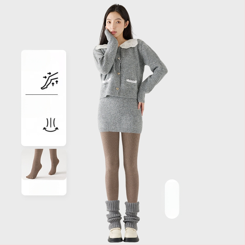 Γυναικείο κολάν με εσωτερικό φλίς, χοντρή ρίγα, υψηλή ελαστικότητα, μήκος τρία τέταρτα, ενιαίο καλσόν με αντιολίσθηση