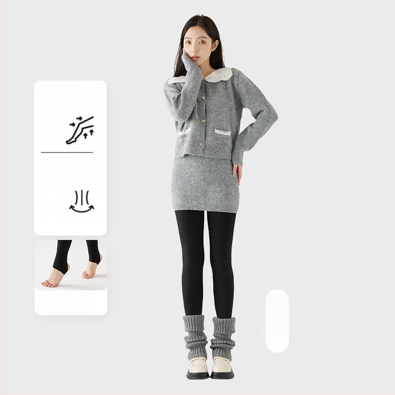 Γυναικείο κολάν με εσωτερικό φλίς, χοντρή ρίγα, υψηλή ελαστικότητα, μήκος τρία τέταρτα, ενιαίο καλσόν με αντιολίσθηση