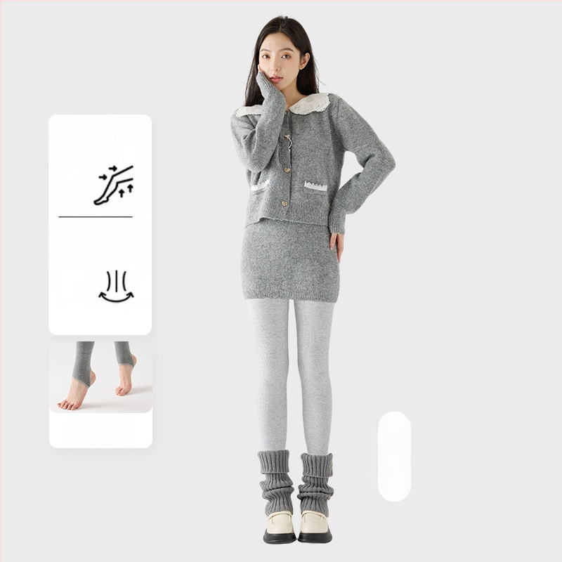 Γυναικείο κολάν με εσωτερικό φλίς, χοντρή ρίγα, υψηλή ελαστικότητα, μήκος τρία τέταρτα, ενιαίο καλσόν με αντιολίσθηση