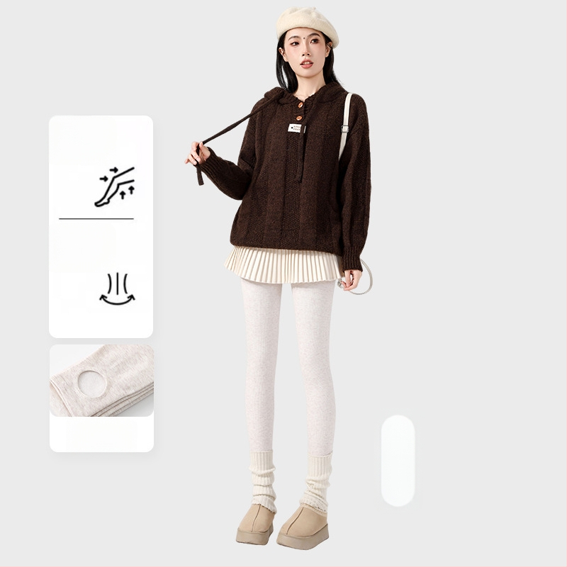 Γυναικείο κολάν με εσωτερικό φλίς, χοντρή ρίγα, υψηλή ελαστικότητα, μήκος τρία τέταρτα, ενιαίο καλσόν με αντιολίσθηση