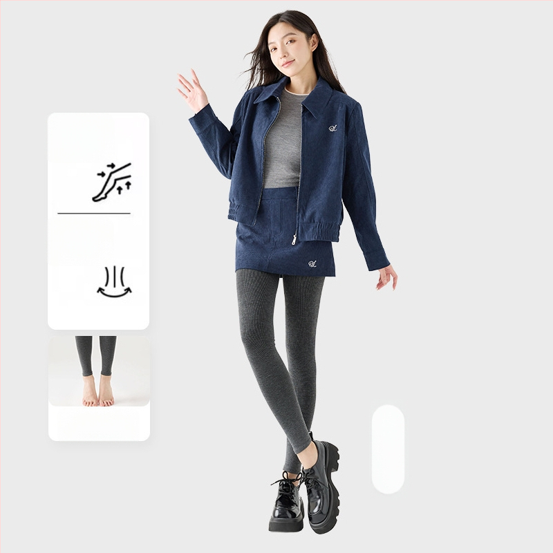 Γυναικείο κολάν με εσωτερικό φλίς, χοντρή ρίγα, υψηλή ελαστικότητα, μήκος τρία τέταρτα, ενιαίο καλσόν με αντιολίσθηση