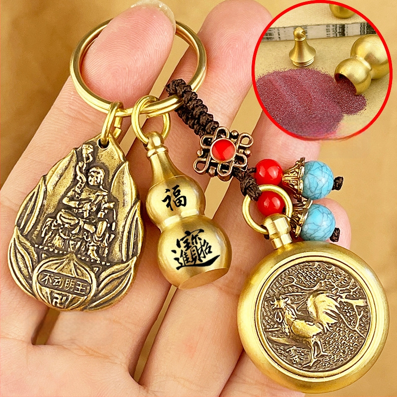 Fém kulcstartó medál Zodiákus motívumokkal és nyolc védő Buddhával