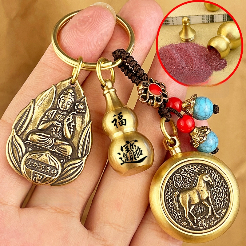 Fém kulcstartó medál Zodiákus motívumokkal és nyolc védő Buddhával