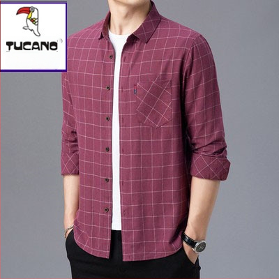 Cămașă din in 96%+, carouri, mâneci lungi, croi lejer