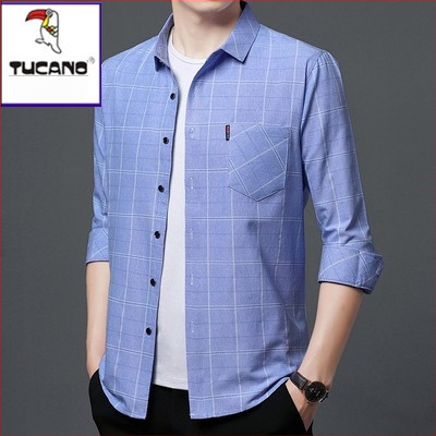 Cămașă din in 96%+, carouri, mâneci lungi, croi lejer