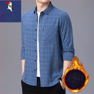 Cămașă din in 96%+, carouri, mâneci lungi, croi lejer