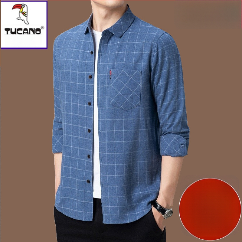 Cămașă din in 96%+, carouri, mâneci lungi, croi lejer