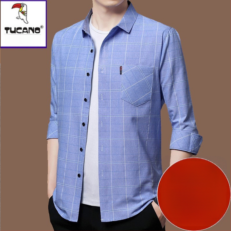 Cămașă din in 96%+, carouri, mâneci lungi, croi lejer