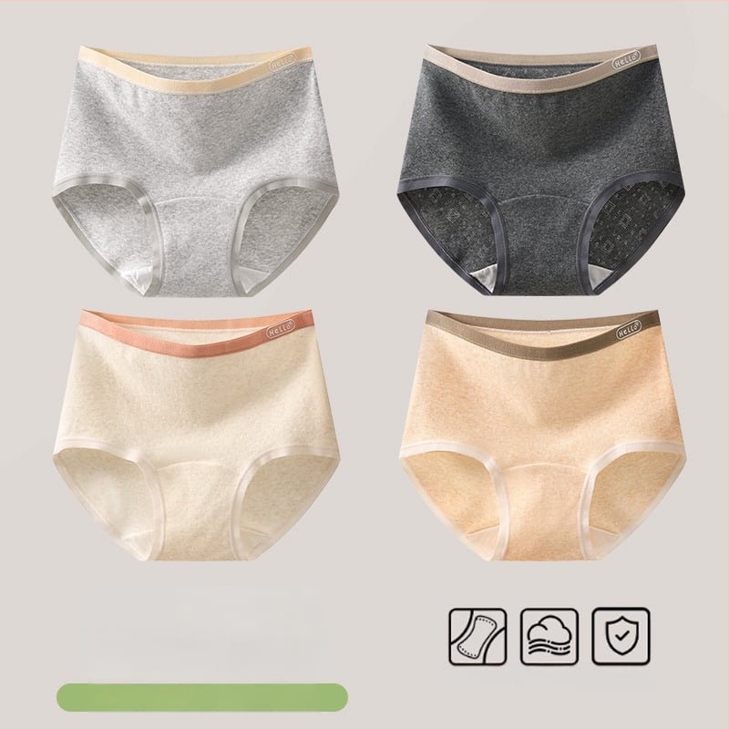 Chiloți femei din bumbac, antibacteriali, cu crac extins, talie înaltă, model uni