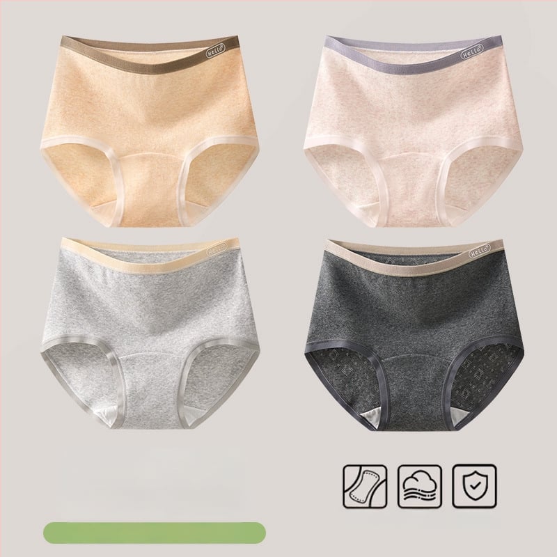 Chiloți femei din bumbac, antibacteriali, cu crac extins, talie înaltă, model uni