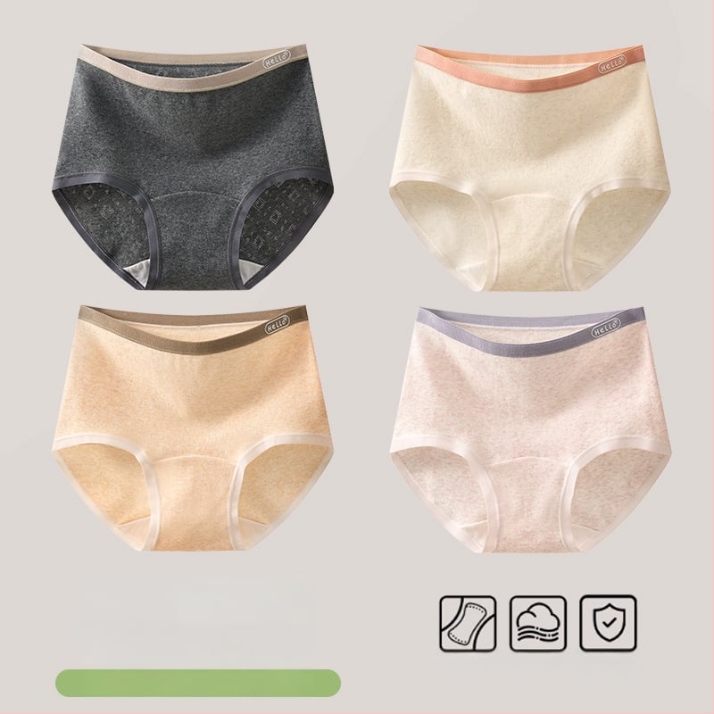 Chiloți femei din bumbac, antibacteriali, cu crac extins, talie înaltă, model uni