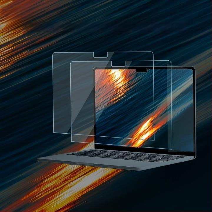 Protecție ecran temperată pentru MacBook Pro/Air — prelucrare mecanică, proces OEM, greutate ~50 g