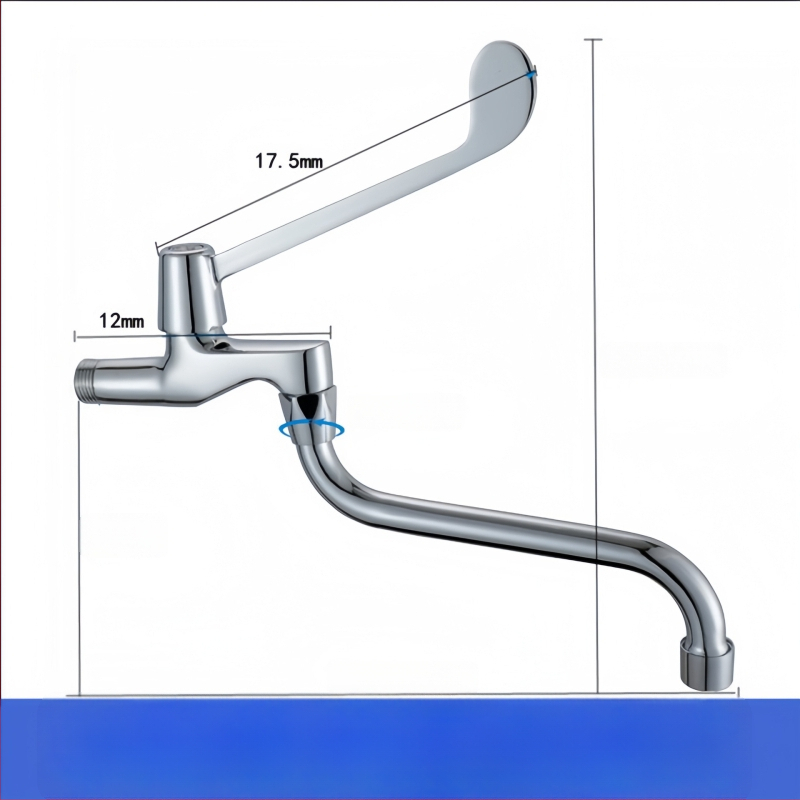 Medicinski umivaonik s lakatnim upravljanjem, zidna montaža, mesing, 0–50°C, 9 MPa, bakrena jezgra ventila
