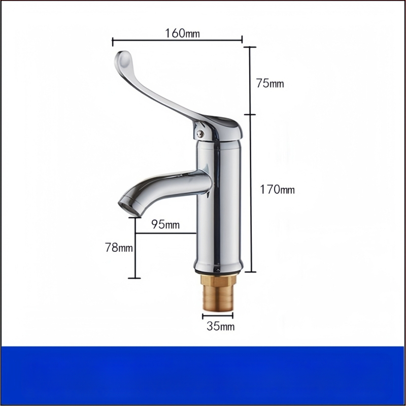 Medicinski umivaonik s lakatnim upravljanjem, zidna montaža, mesing, 0–50°C, 9 MPa, bakrena jezgra ventila