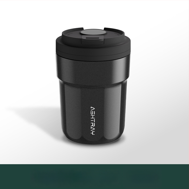 Пепелник за кола с капак, ABS материал, универсален модел, гравиране, автоматично гасене на дима