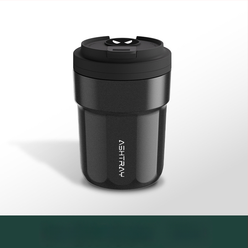 Пепелник за кола с капак, ABS материал, универсален модел, гравиране, автоматично гасене на дима