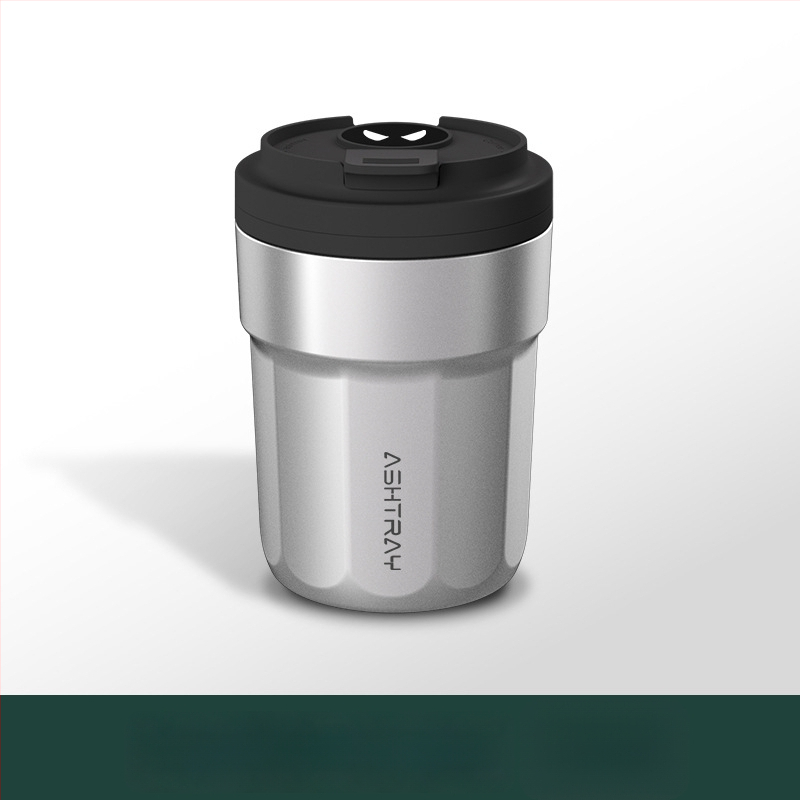 Пепелник за кола с капак, ABS материал, универсален модел, гравиране, автоматично гасене на дима