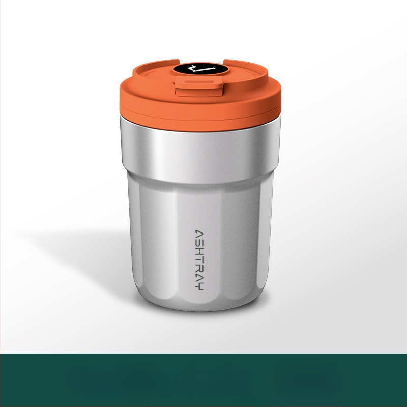 Пепелник за кола с капак, ABS материал, универсален модел, гравиране, автоматично гасене на дима