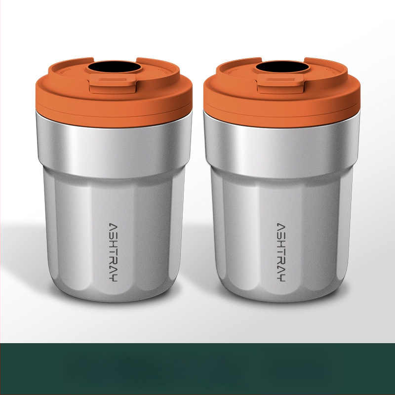 Пепелник за кола с капак, ABS материал, универсален модел, гравиране, автоматично гасене на дима