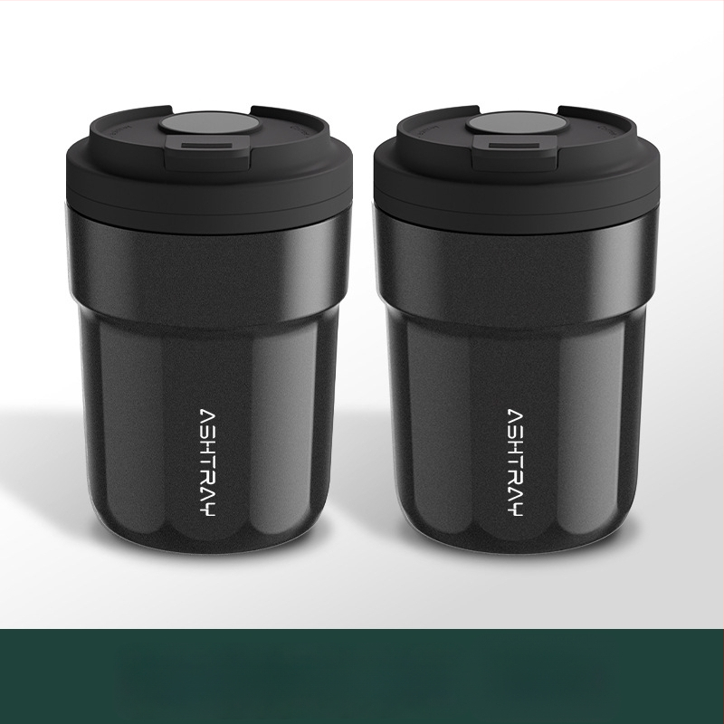 Пепелник за кола с капак, ABS материал, универсален модел, гравиране, автоматично гасене на дима