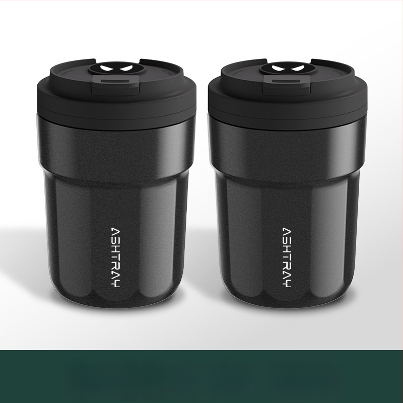 Пепелник за кола с капак, ABS материал, универсален модел, гравиране, автоматично гасене на дима