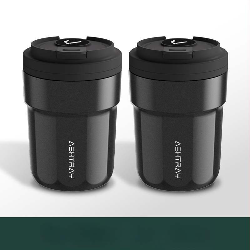 Пепелник за кола с капак, ABS материал, универсален модел, гравиране, автоматично гасене на дима