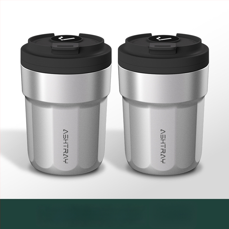 Пепелник за кола с капак, ABS материал, универсален модел, гравиране, автоматично гасене на дима