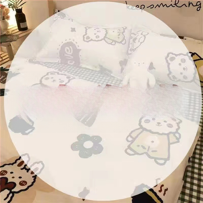 Set de lenjerie de pat din patru piese, în stil korean, design modern minimalist; material poliester, țesătură simplă, imprimare reactive și vopsire