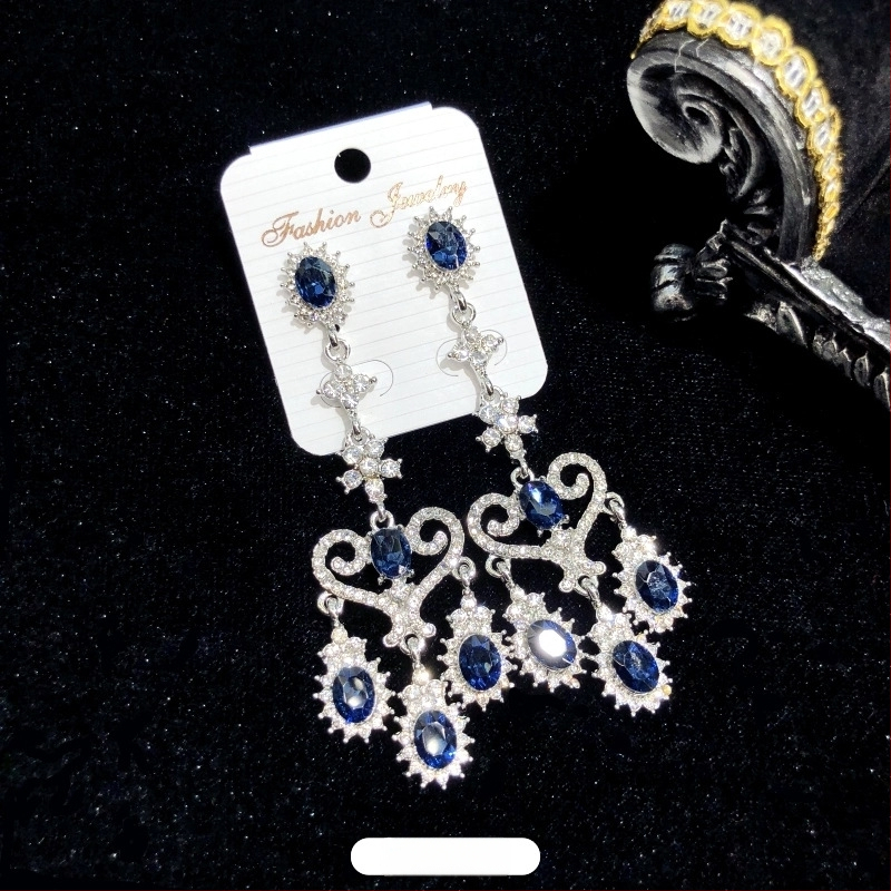 Σκουλαρίκια με κρύσταλλα και φούντες, ηλεκτροπλατίωση, ακίδα από ατσάλι, μάρκα Luoxiang, μόδα