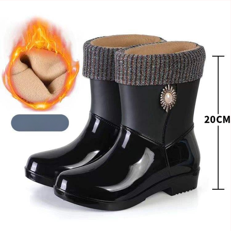 Γυναικείες μπότες βροχής, μεσαίο ύψος, PVC επάνω μέρος, για ενήλικες, φθινόπωρο-χειμώνα