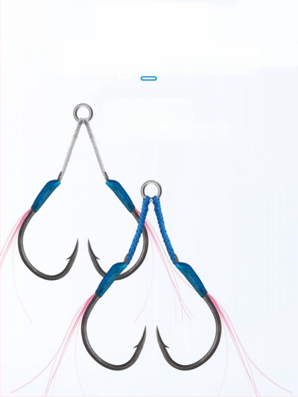 Cârlig de pescuit din fier, design slow-shake, cârlig dublu, cu vârf ascuțit, pentru pescuit marin din barcă