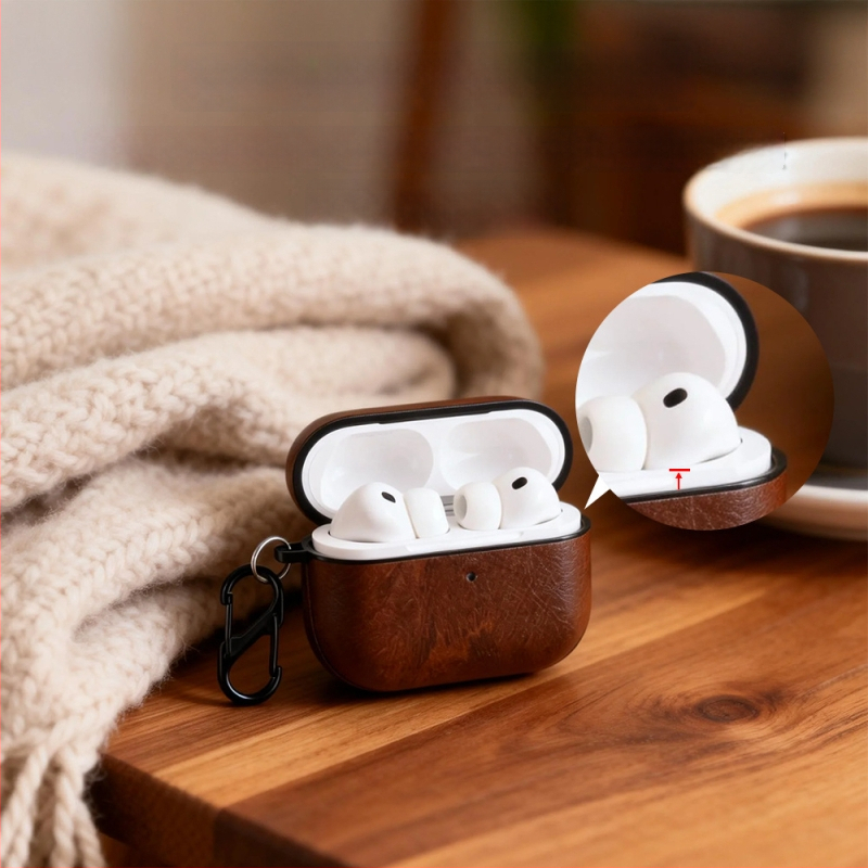 Husă AirPods Pro 3 pentru Apple Pro3, PC+TPU piele imitatie, textură gravată, husă de protecție, potrivire universală