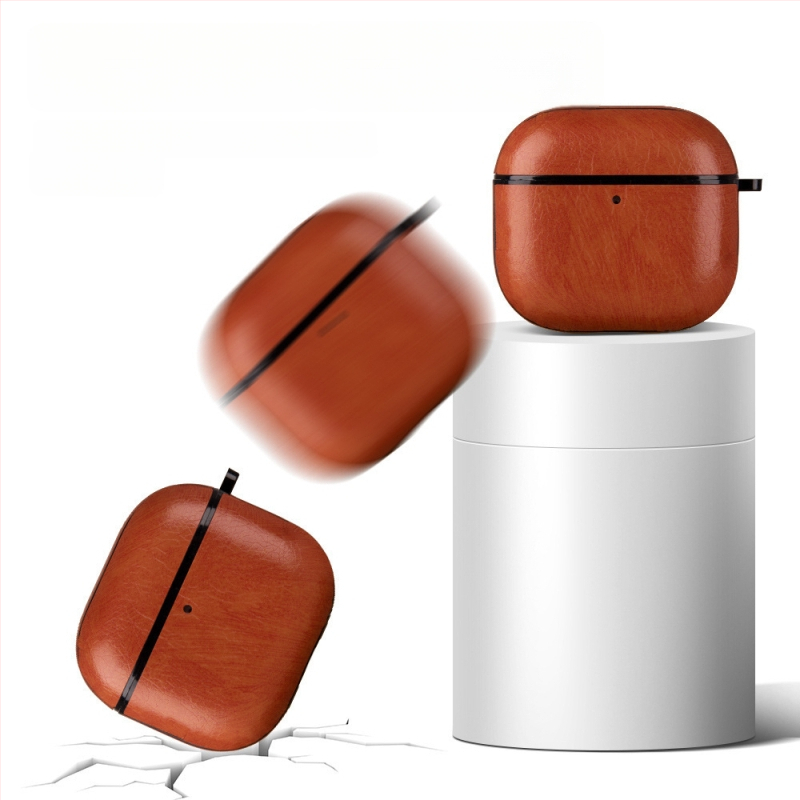 Husă AirPods Pro 3 pentru Apple Pro3, PC+TPU piele imitatie, textură gravată, husă de protecție, potrivire universală