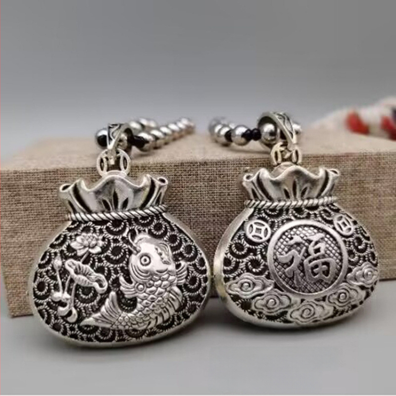 Pulóverlánc geometriás kockás mintával és ötvözet medállal, golyó lánc, uniszex retro hosszú nyaklánc, 21–50 cm, 11 cm hosszabbítás