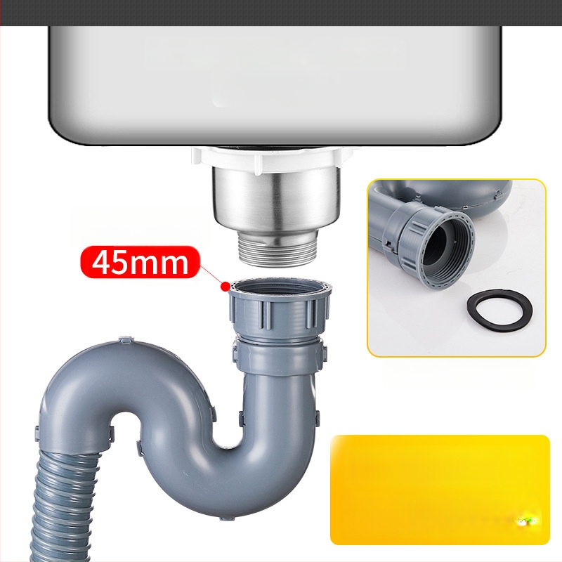 Predĺženie odtokovej rúry drezu v kuchyni — 45 rozhranie, hadica odtoku a príslušenstvo