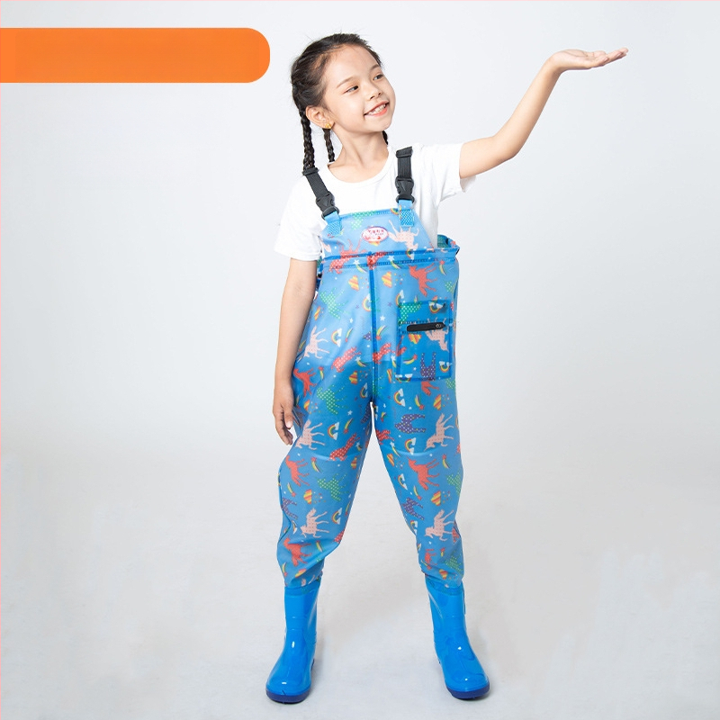 Detský jednodielny nepremokavý overal z PVC, rýchloschnúci, vhodný pre všetky ročné obdobia, unisex, na rybolov, plávanie a brodenie.