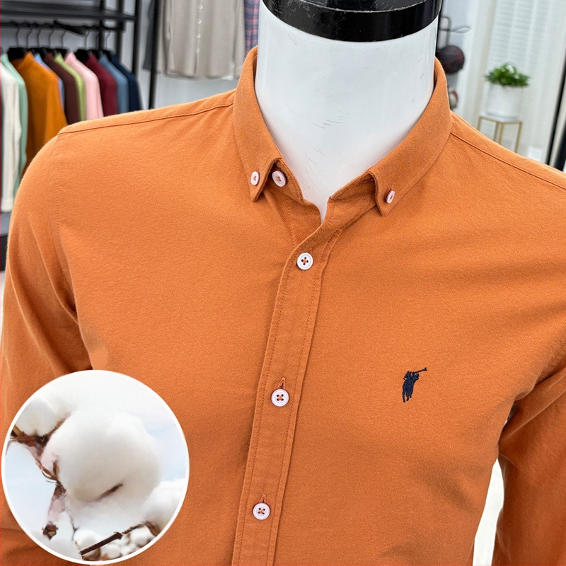 Cămașă bărbați cu mânecă lungă, brodată, stil cardigan, croială lejeră, țesătură din amestec de bumbac