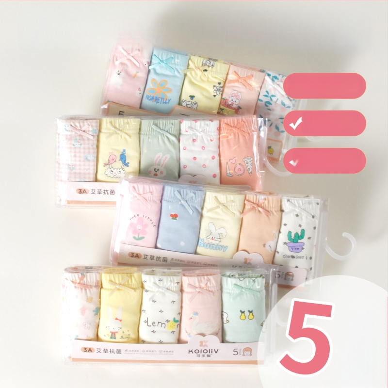 Chiloți boxeri pentru fete, din bumbac, talie medie, 95% bumbac, imprimare cu personaje, pachet de 5 bucăți, pentru copii 3–8 ani.