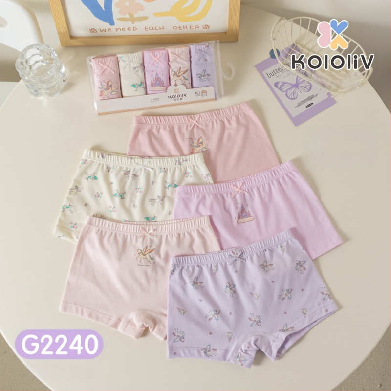 Chiloți boxeri pentru fete, din bumbac, talie medie, 95% bumbac, imprimare cu personaje, pachet de 5 bucăți, pentru copii 3–8 ani.